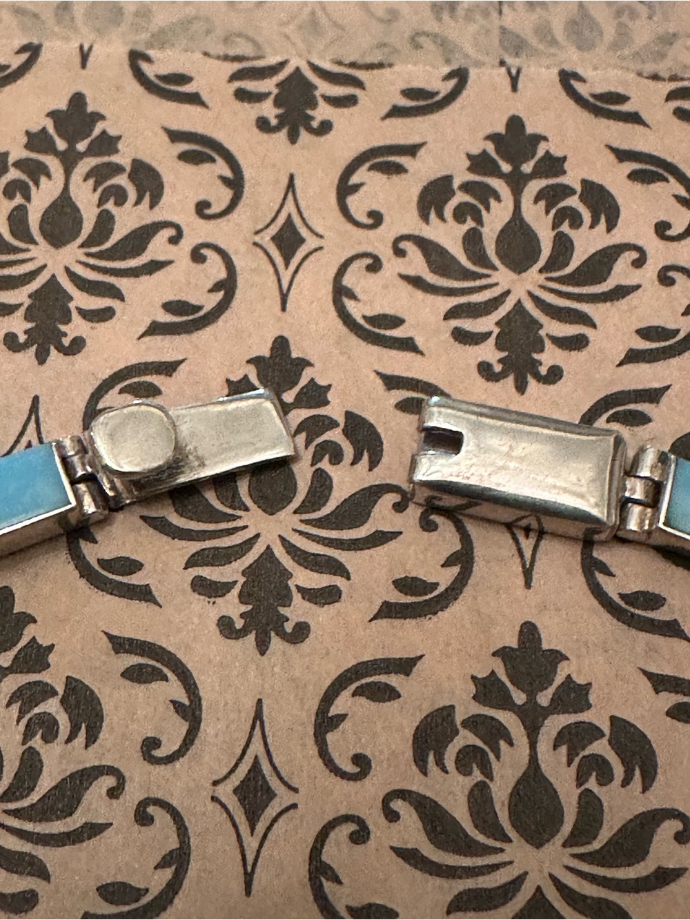Vintage Taxco TD-98 Mexican 950 Sterling w/Larimar Inlay Necklace - 16.5” ❤️ - Picture 4 of 11